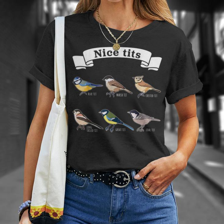 Nice Tits | Bird Watching Gift For Birder & Ornithology Fan Bird Watching Funny Gifts Unisex T-Shirt Gifts for Her