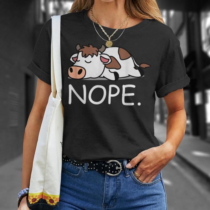 Nope Funny Lazy Cow Nope Not Today Unisex T-Shirt Gifts for Her
