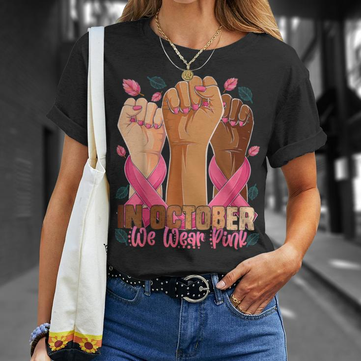 In October We Wear Pink 2023 Breast Cancer Awareness Month T-Shirt Gifts for Her