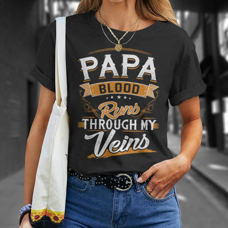 Papa Blood Runs Through My Veins Best Father's Day T-Shirt Gifts for Her
