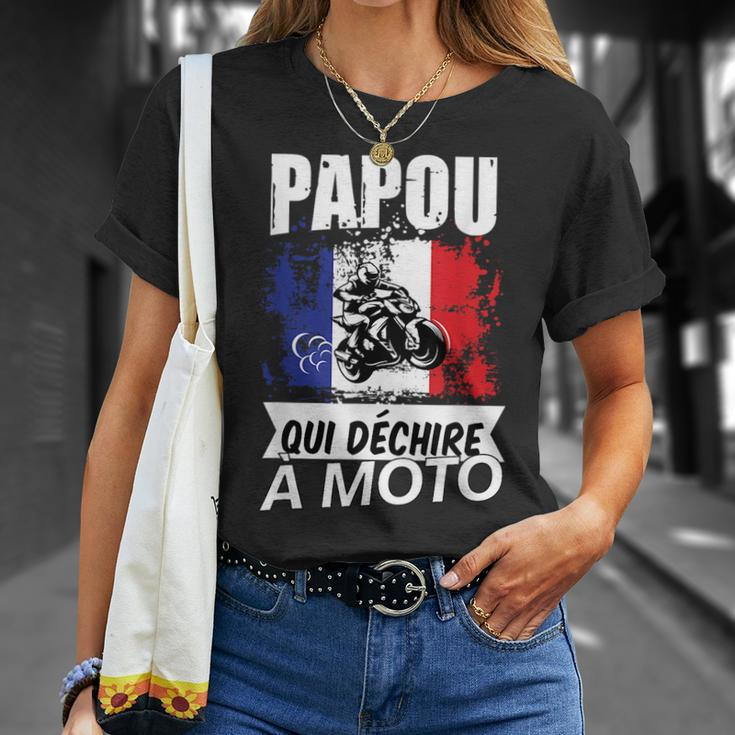 Papou Biker Mens Motorbike Gift Idea For Grandad Unisex T-Shirt Gifts for Her