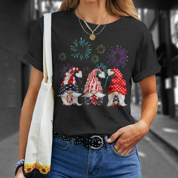 Patriotic Three Gnomes Firework Independence Day 4Th Of July Unisex T-Shirt Gifts for Her