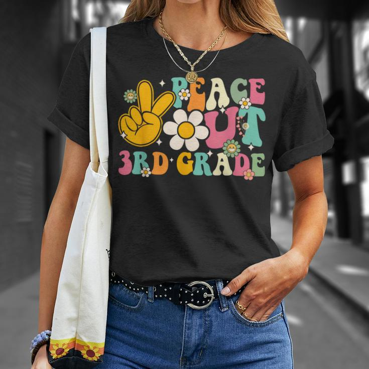 Peace Out 3Rd Grade Graduation Last Day Of School Groovy Unisex T-Shirt Gifts for Her