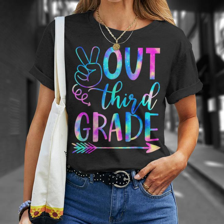 Peace Out Third Grade Graduate Tie Dye Last Day Of School Unisex T-Shirt Gifts for Her
