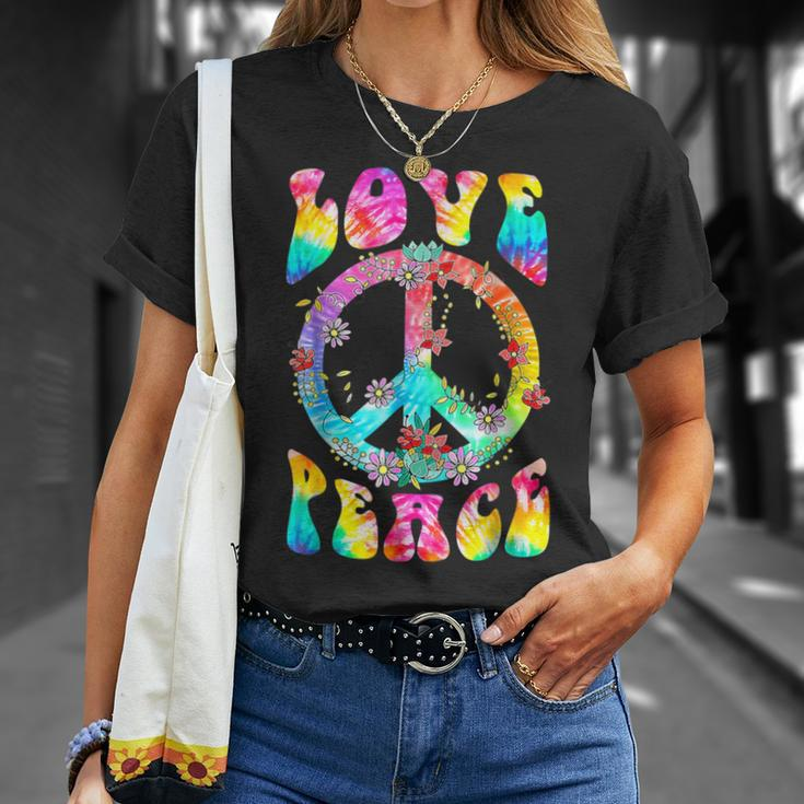 Peace Sign Love 60'S 70'S Tie Dye Hippie Costume T-Shirt Gifts for Her