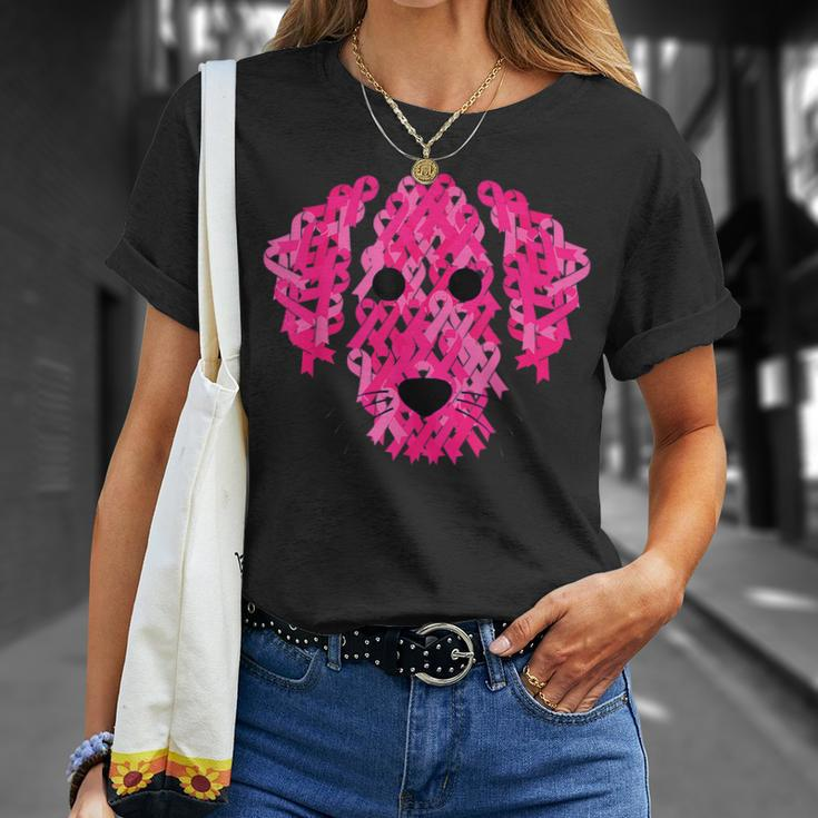 Pink Ribbon Dog Inspirational Breast Cancer Awareness T-Shirt Gifts for Her