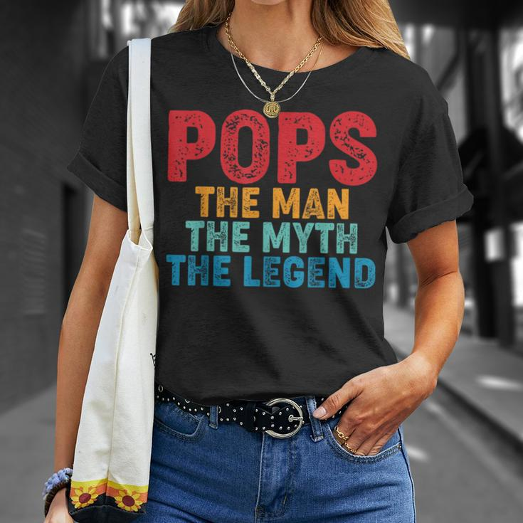 Pops The Man The Myth The Legend Fathers Day Grandpa Unisex T-Shirt Gifts for Her