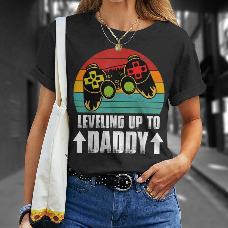 Pregnancy Announcement For Gamer Dad Leveling Up To Dad Unisex T-Shirt Gifts for Her