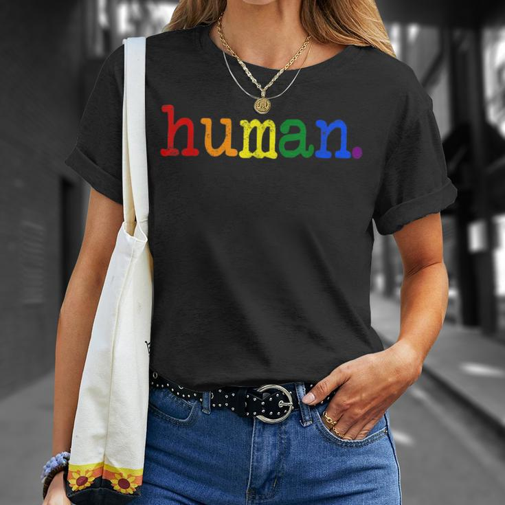Pride Ally Human Lgbtq Equality Bi Bisexual Trans Queer Gay Unisex T-Shirt Gifts for Her