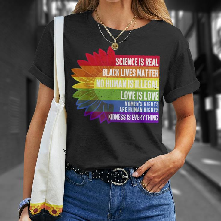 Pride Science Real Black Lives Matter Love Is Love Lgbtq Unisex T-Shirt Gifts for Her