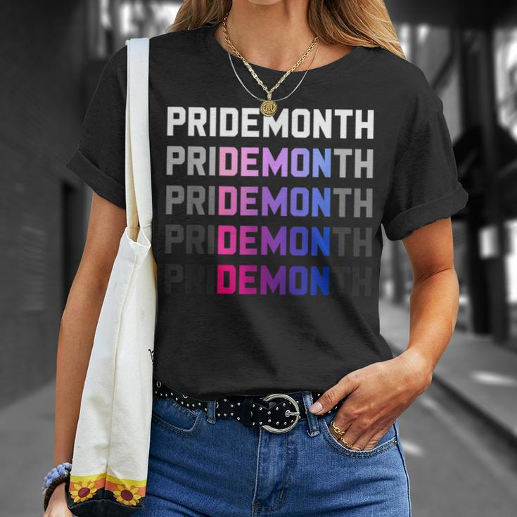 Pridemonth Demon Vintage Human Right Bisexual Unisex T-Shirt Gifts for Her