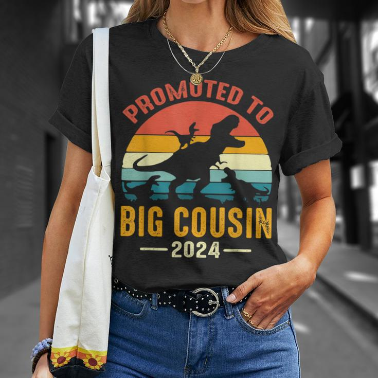 Promoted To Big Cousin 2024 Dinosaur T-Rex T-Shirt Gifts for Her