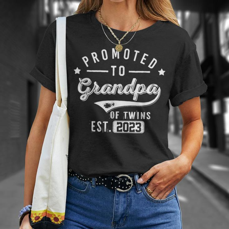 Promoted To Grandpa Of Twins Est 2023 Twin Baby Shower Daddy T-Shirt Gifts for Her