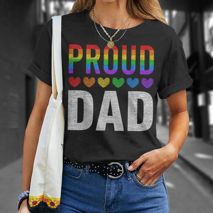 Proud Dad Of Gay Lesbian Lgbt Family Matching Pride Ally Unisex T-Shirt Gifts for Her