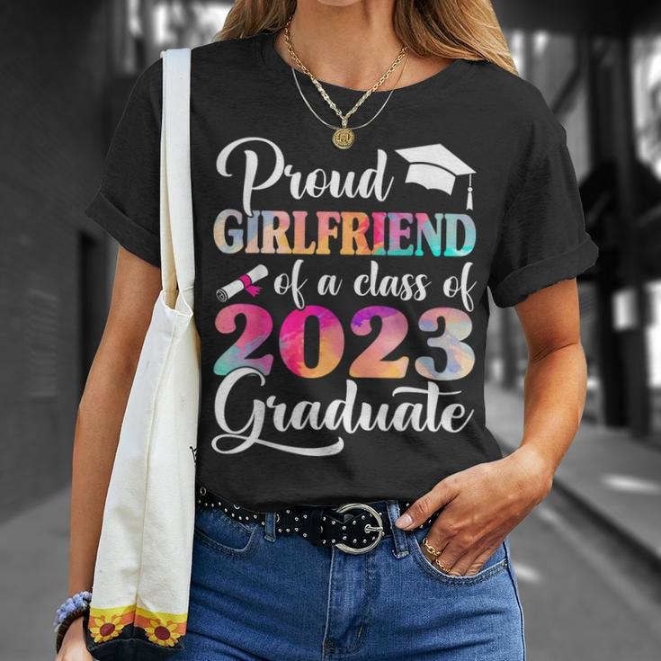 Proud Girlfriend Of A Class Of 2023 Graduate Tie Dye Unisex T-Shirt Gifts for Her