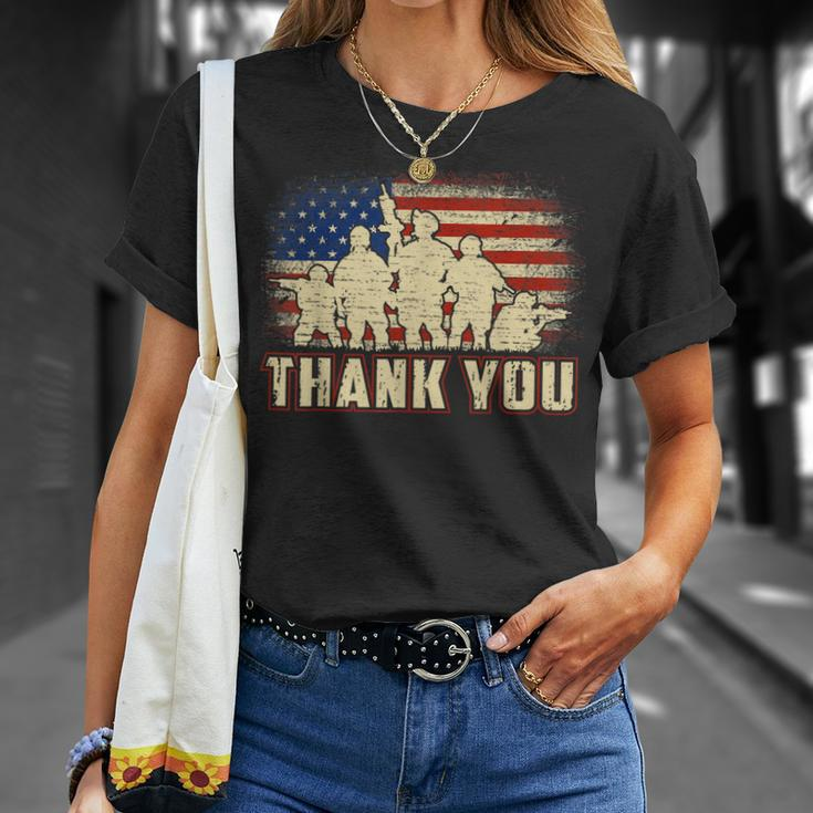 Proud Thank You American Us Flag Military Veteran Day Gift Unisex T-Shirt Gifts for Her
