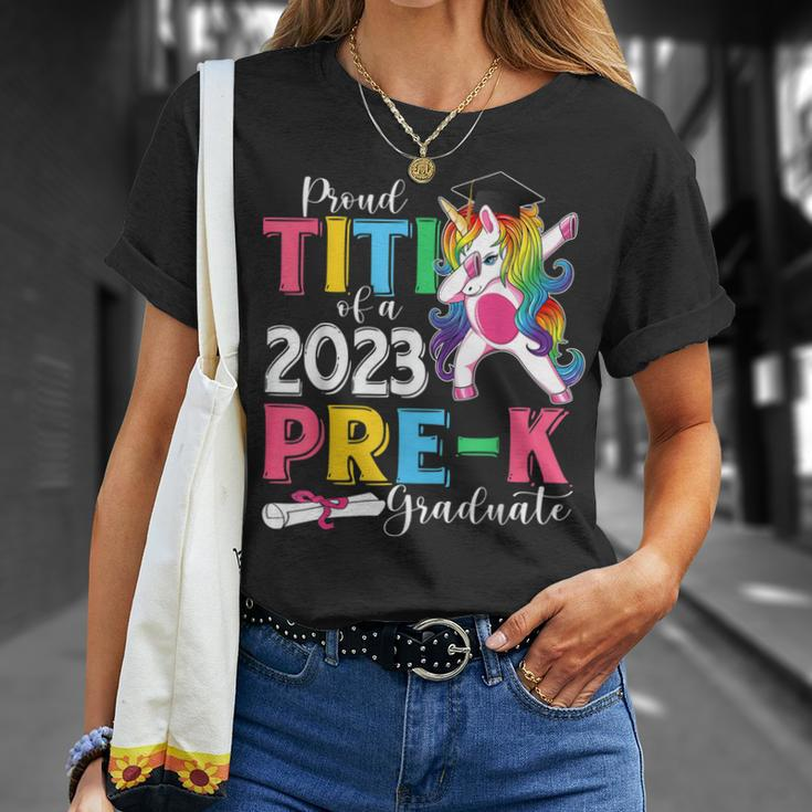 Proud Titi Of A 2023 Prek Graduate Dabbing Unicorn Unisex T-Shirt Gifts for Her