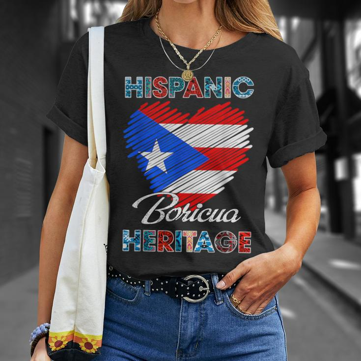 Puerto Rican Hispanic Heritage Boricua Puerto Rico Flag T-Shirt Gifts for Her