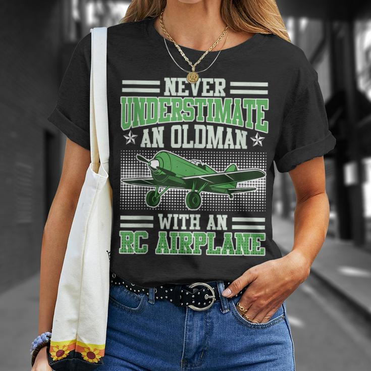 Rc Pilot Never Underestimate A Man With Rc Plane Grandpa T-Shirt Gifts for Her