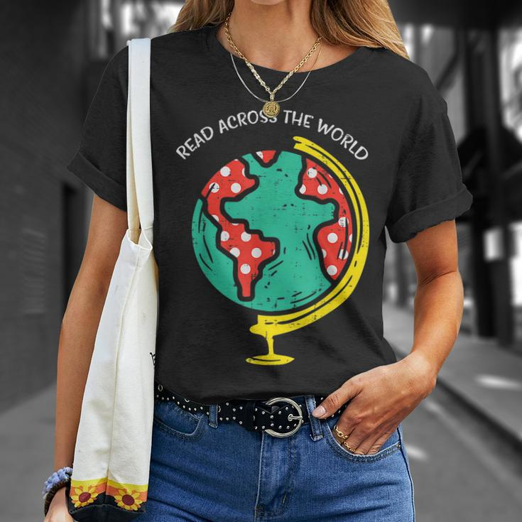 Read Across The World Globe Book Lover Bookworm Librarian Unisex T-Shirt Gifts for Her