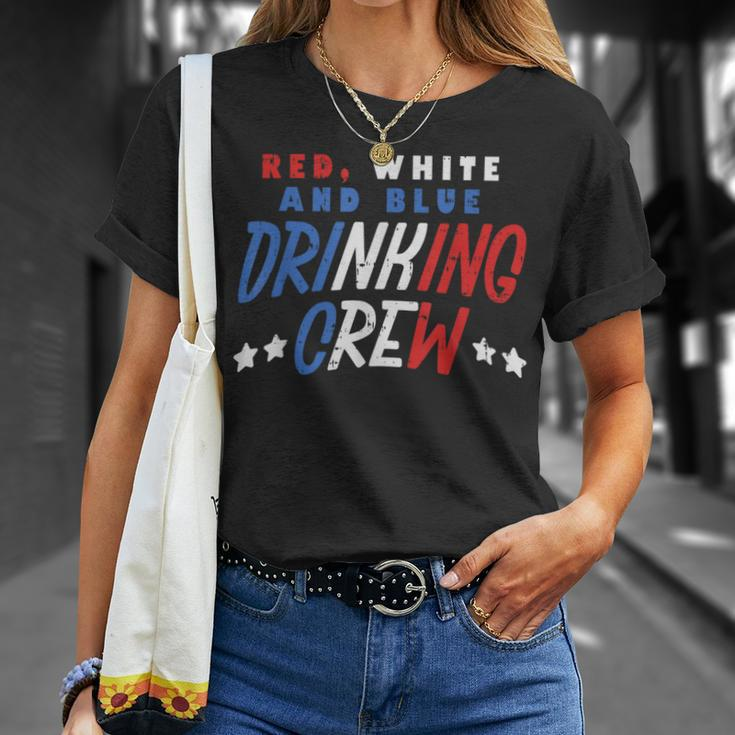 Red White And Blue Drinking Crew Funny Usa 4Th Of July Party Unisex T-Shirt Gifts for Her