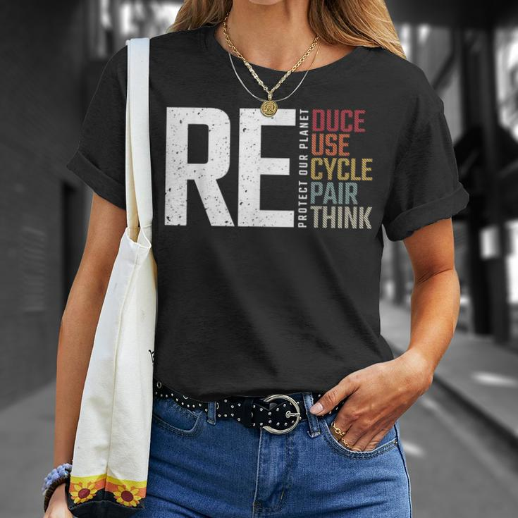 Reduce Reuse Recycle Rethink Repair Earth Day Environmental Unisex T-Shirt Gifts for Her