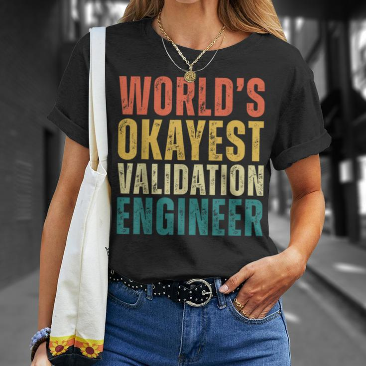 Retro World's Okayest Validation Engineer Engineering T-Shirt Gifts for Her
