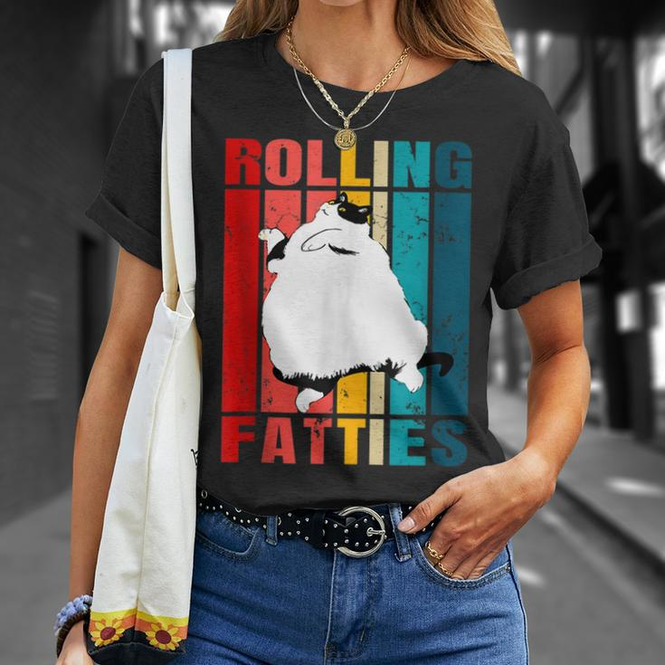 Rolling Fatties Cat Funny Cat Lover Cat Pet Owner Unisex T-Shirt Gifts for Her