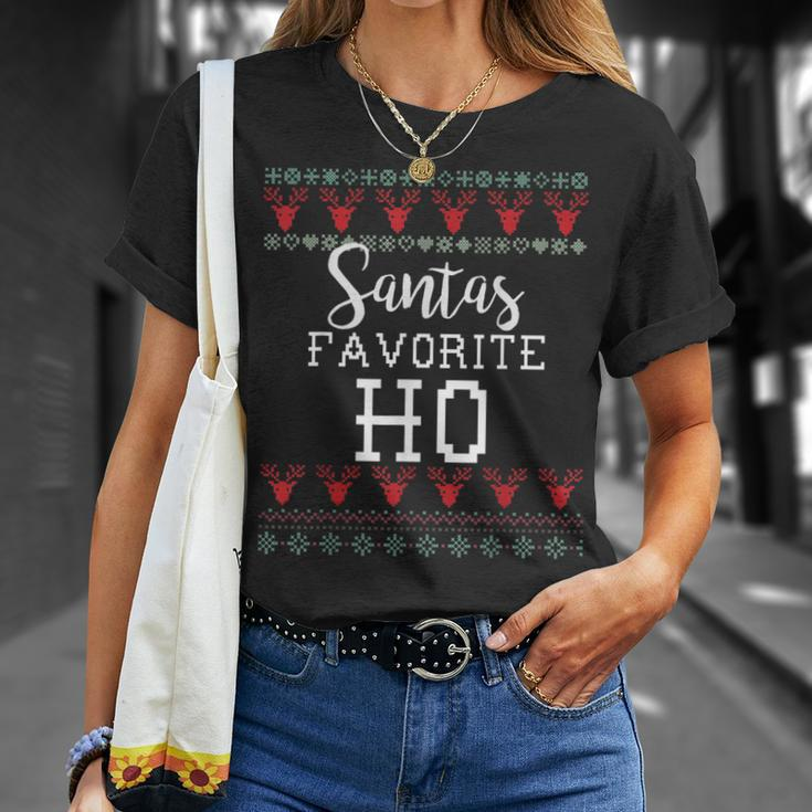Santas Faavorite Holiday Ugly Christmas Sweater T-Shirt Gifts for Her