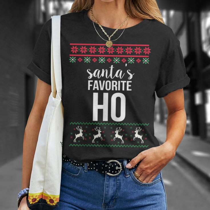 Santas Favorite Ho Ugly Christmas Sweater T-Shirt Gifts for Her