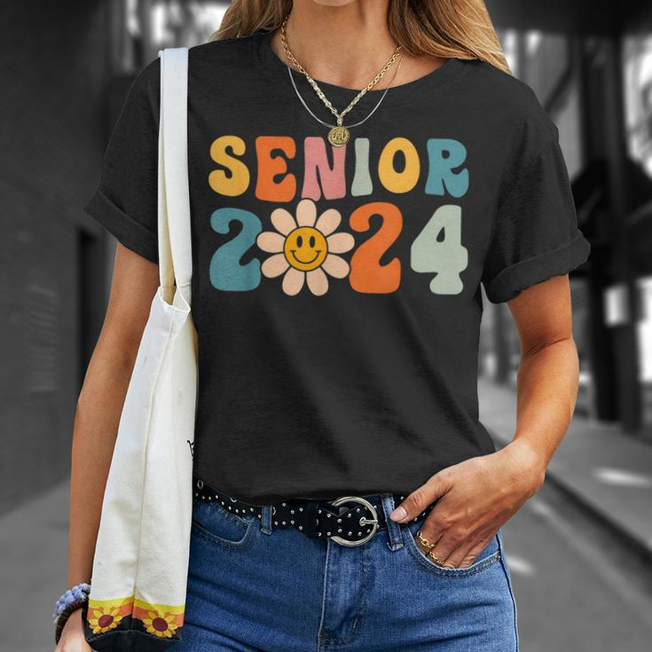 Senior 2024 Groovy Retro Happy Last Day Of School Graduation Unisex T-Shirt Gifts for Her