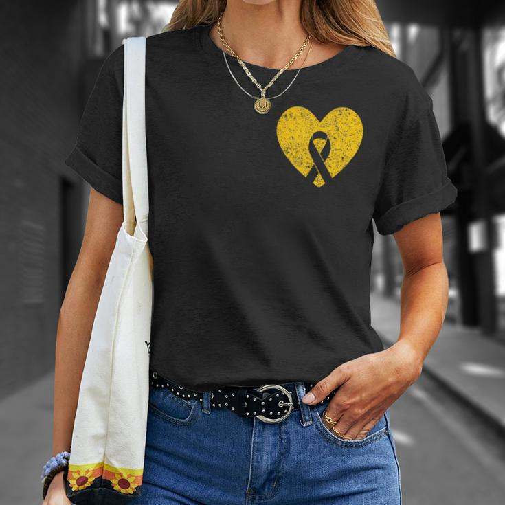 In September We Wear Gold Childhood Cancer Awareness Ribbon T-Shirt Gifts for Her