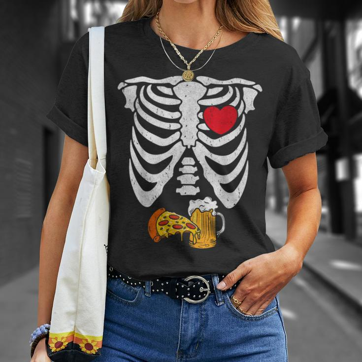 Skeleton Pregnancy Pregnant Couple Halloween Costume Husband T-Shirt Gifts for Her