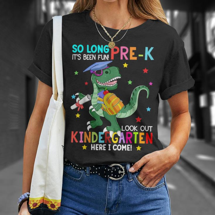 So Long Pre-K Kindergarten Here I Come Dinosaur Graduation Unisex T-Shirt Gifts for Her
