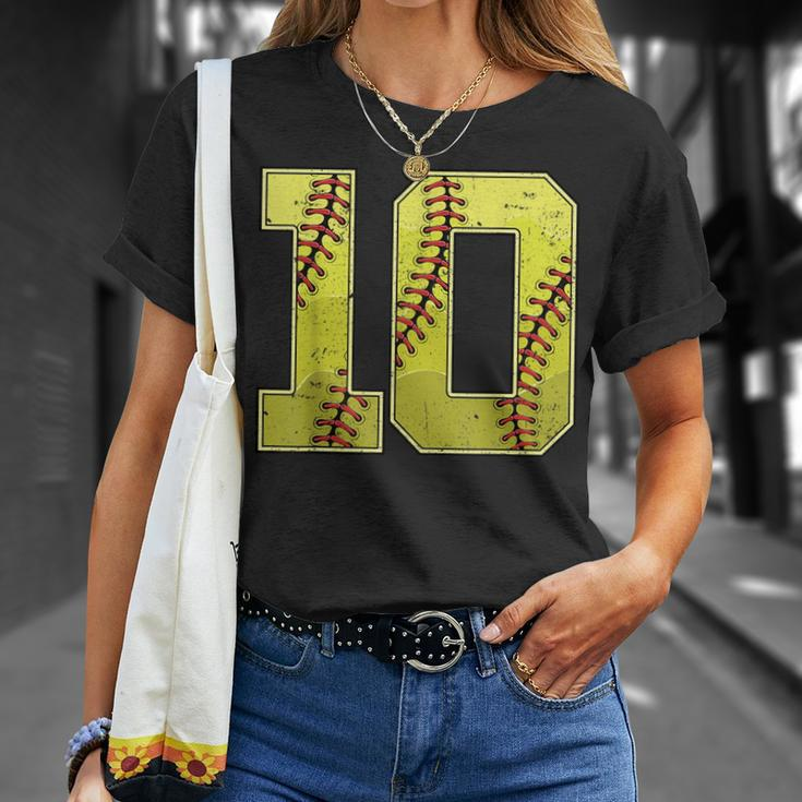 Softball Tenth 10Th Birthday Boy Girl Ten 10 Years Old Bday Unisex T-Shirt Gifts for Her
