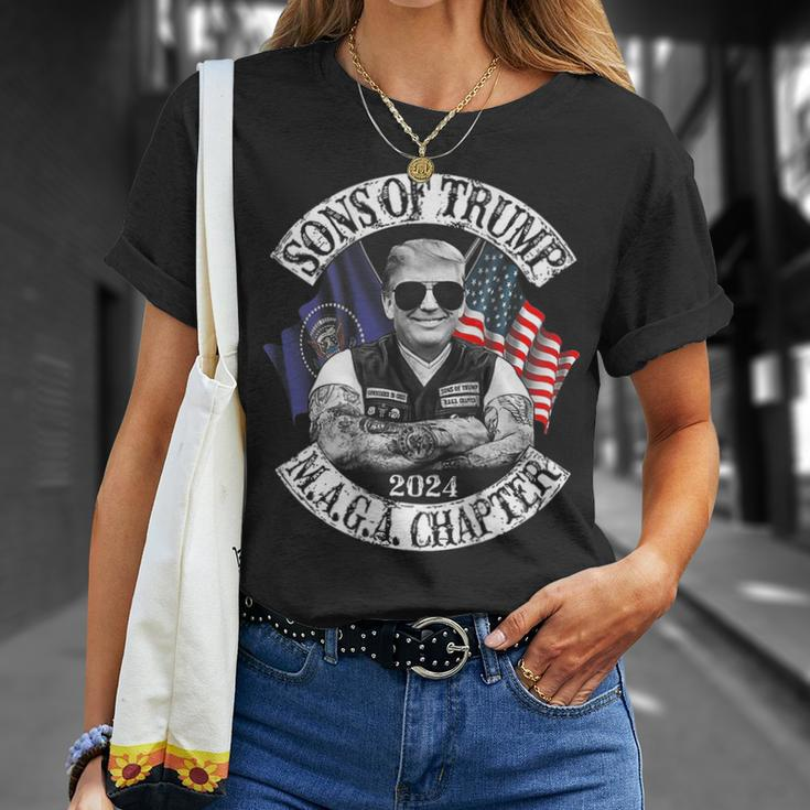 Sons Of Trump Maga Chapter 2024 On Back Maga Funny Gifts Unisex T-Shirt Gifts for Her