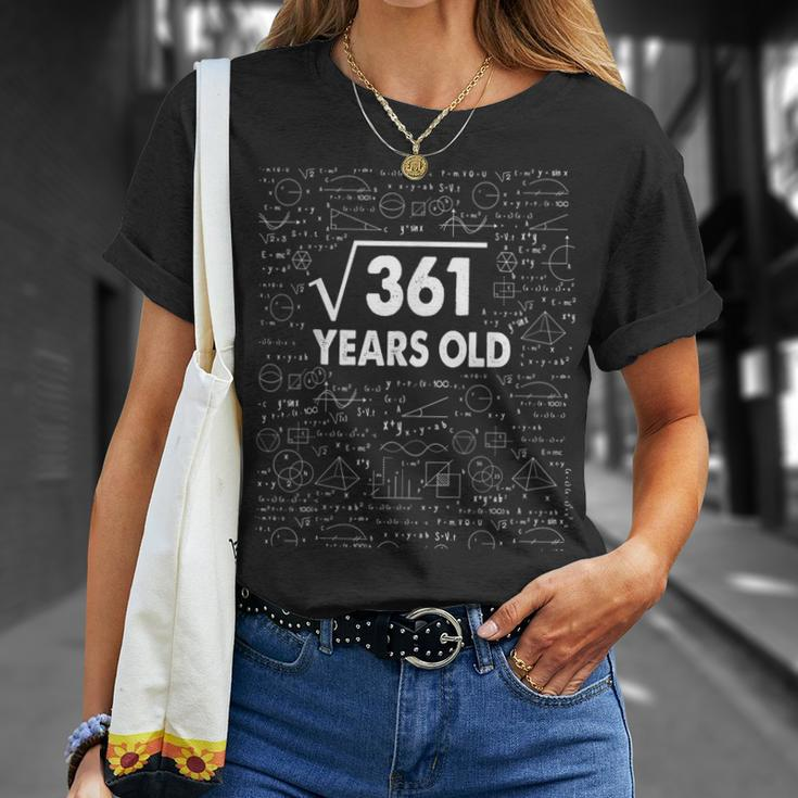 Square Root Of 361 19Th Birthday 19 Years Old Math Math Funny Gifts Unisex T-Shirt Gifts for Her