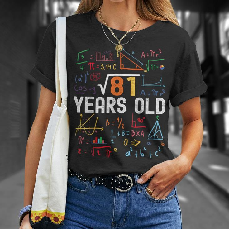 Square Root Of 81 9Th Birthday 9 Years Old Birthday Unisex T-Shirt Gifts for Her
