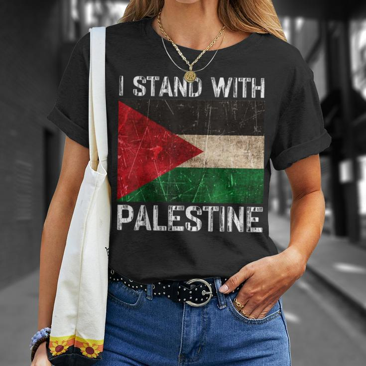 Support I Stand With Palestine Free Palestine Flag Arabic T-Shirt Gifts for Her