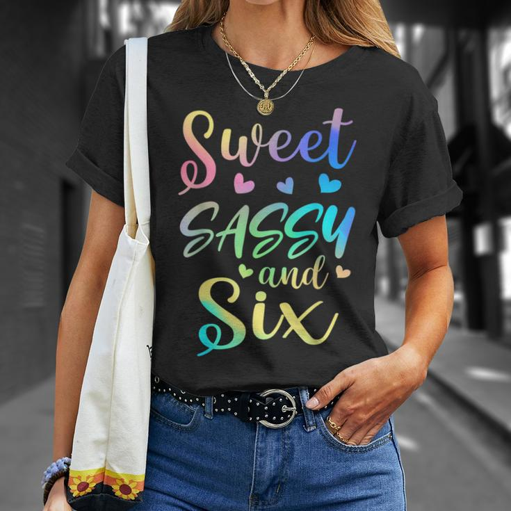 Sweet Sassy And Six Girls Birthday Tie Dye 6Th Bday Girl Unisex T-Shirt Gifts for Her