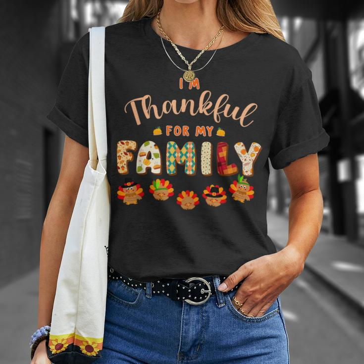 Im Thankful For My Family Thanksgiving Day Turkey Thankful T-Shirt Gifts for Her