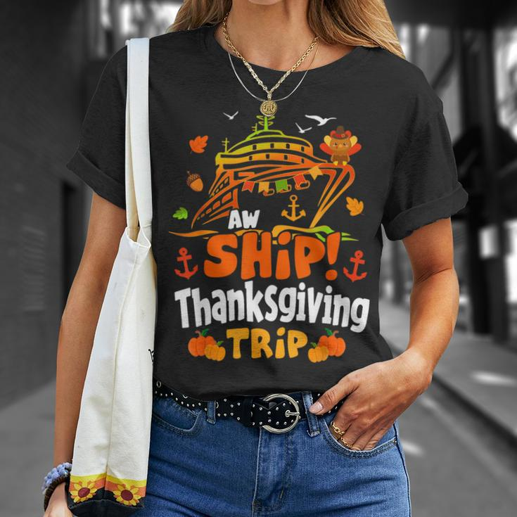 Thanksgiving Cruise Ship Aw Ship It's A Thankful Trip Turkey T-Shirt Gifts for Her