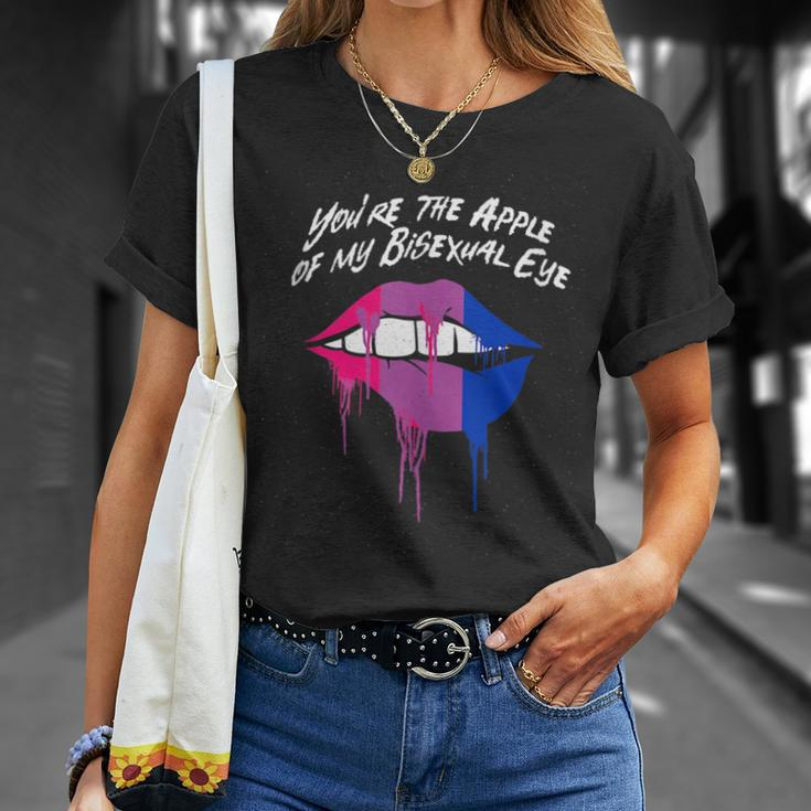 The Apple Of My Bisexual Eye Bi Couples Bi Pride Lovers Unisex T-Shirt Gifts for Her