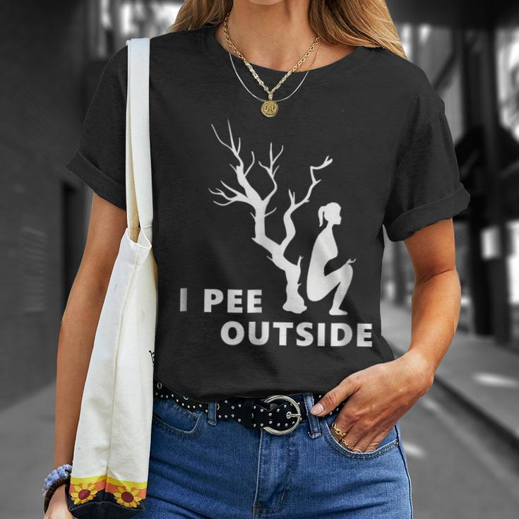 The Original I Pee Outside Funny Camping Girl Unisex T-Shirt Gifts for Her
