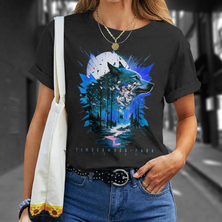 Timberwood Park Texas Vintage Wolf T-Shirt Gifts for Her
