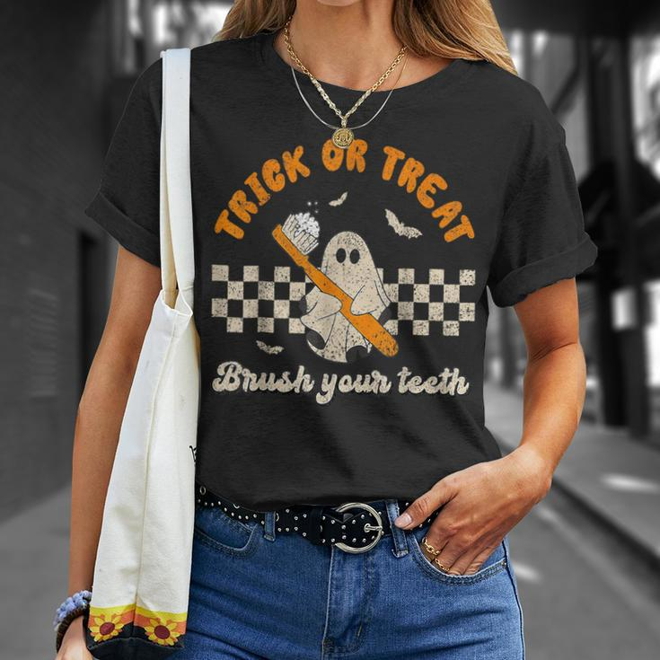 Trick Or Treat Brush Your Th Dentist Halloween Costume T-Shirt Gifts for Her