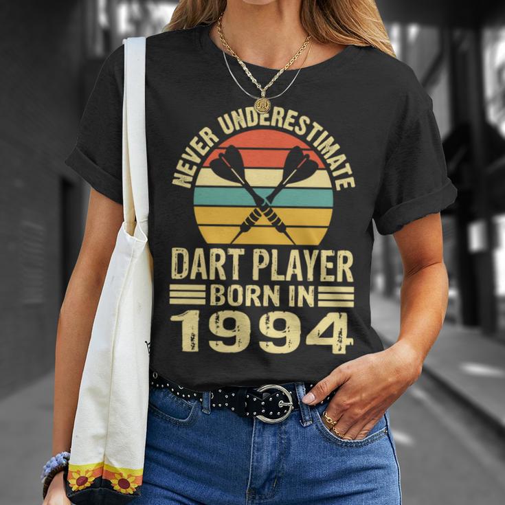 Never Underestimate Dart Player Born In 1994 Dart Darts T-Shirt Gifts for Her