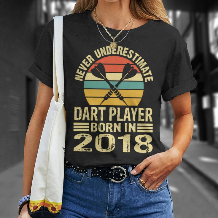 Never Underestimate Dart Player Born In 2018 Dart Darts T-Shirt Gifts for Her