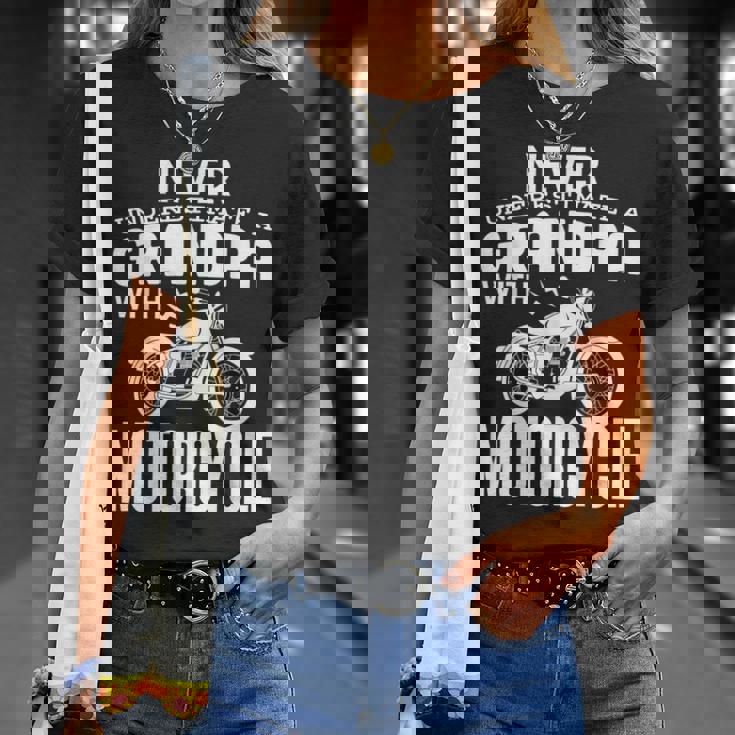 Never Underestimate A Grandpa With Motorcycle T-Shirt Seseable UK