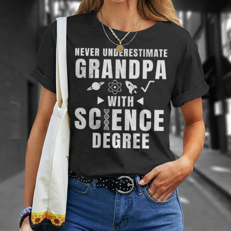 Never Underestimate Grandpa With Science Degree T-Shirt Gifts for Her